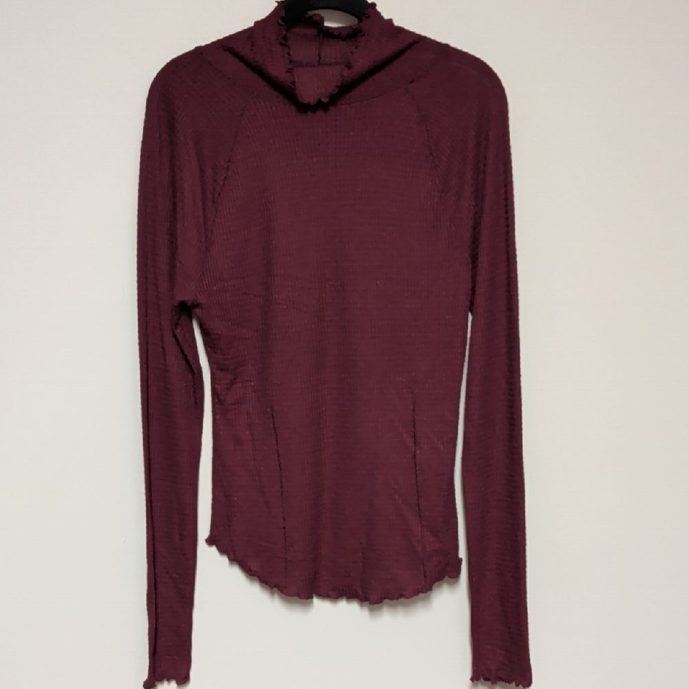 Free People Burgundy Long Sleeve Top